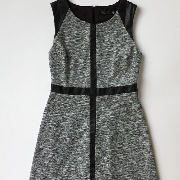 Noir Dresses & Skirts - Gray black knit dress with faux leather trim small